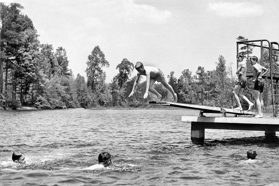 #198 Boy Scouts enjoying the lake at Camp Shawondasee in Chesterfield County, 1948.