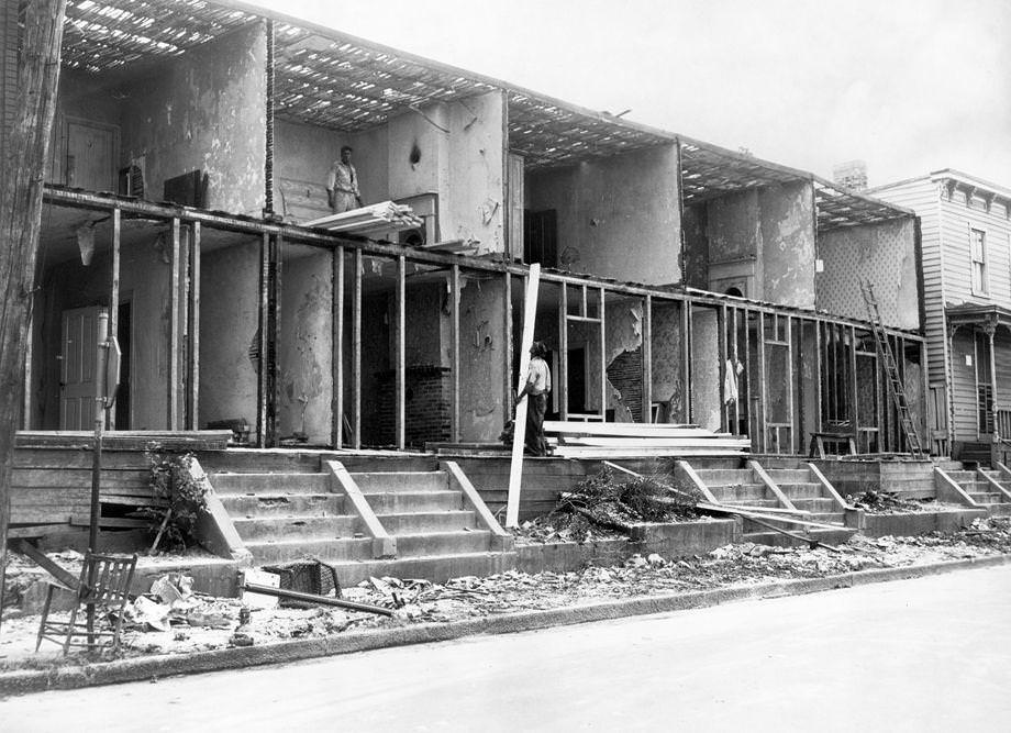 #5 The 300 block South Lombardy Street after tornado. Storm was June 14, 1951.
