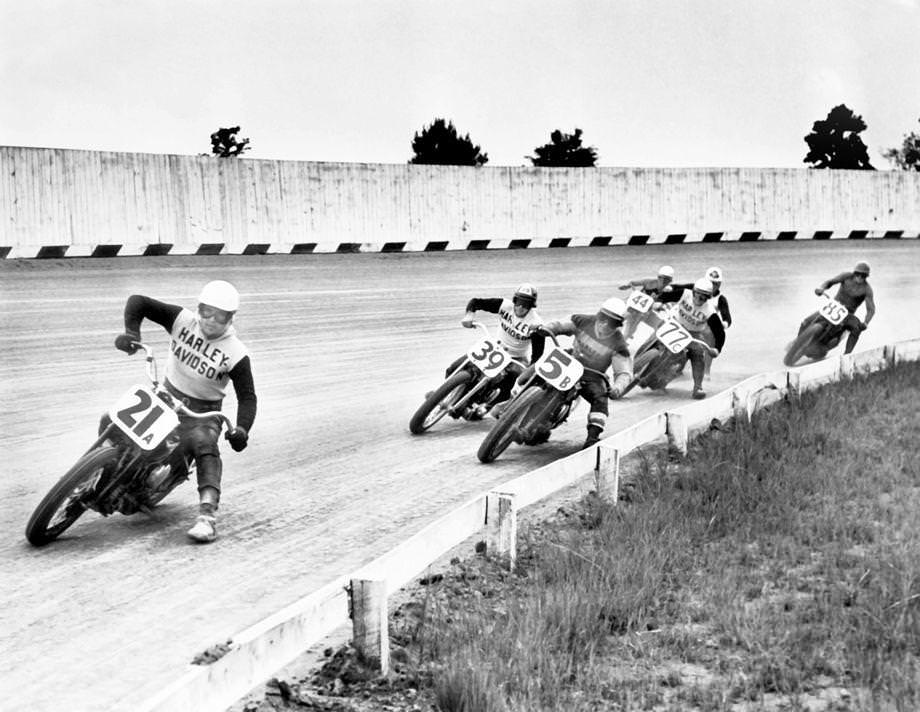 #87 Motorcyclists raced in the 10-Mile National Motorcycle Championship at the Atlantic Rural Exposition grounds in Henrico County, 1950.