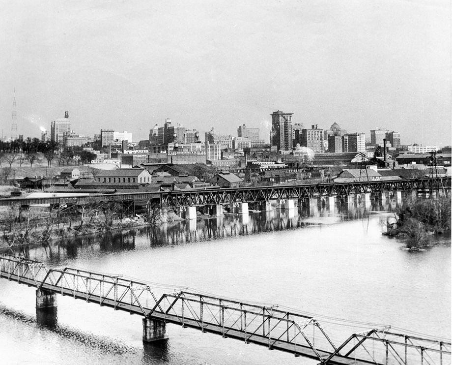 #102 The Richmond skyline as seen from the south end of the Lee Bridge, 1951.