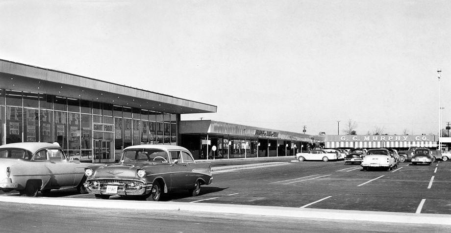 #163 Three stores opened for business in Southside Plaza, then part of Chesterfield County, 1957.