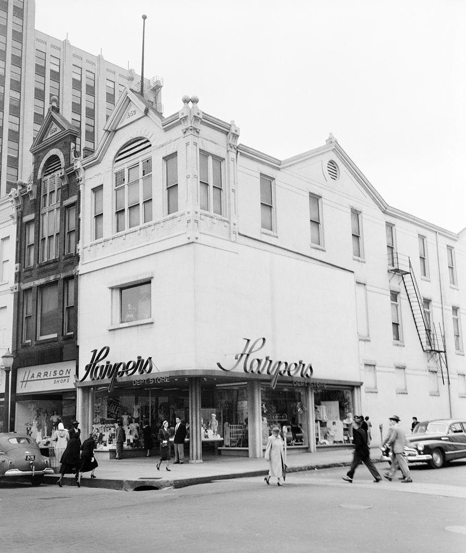 #166 The Harper’s Department Store at 201 E. Broad St. The store opened in 1933 as The Linen Mart, 1950.
