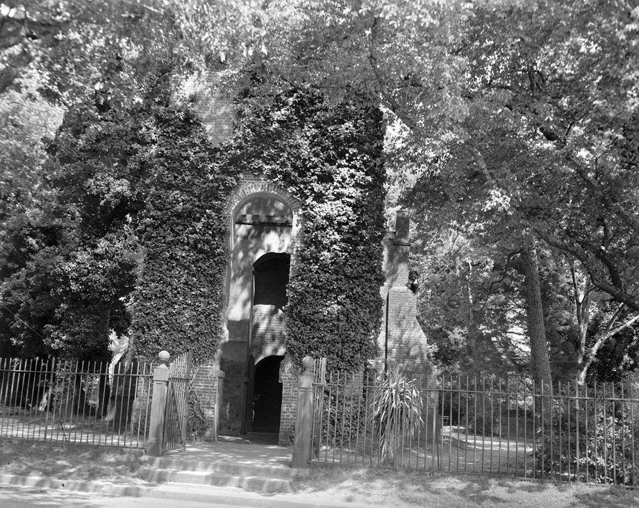 #169 The old church tower on Jamestown Island. The structure is the only 17th century above-ground building that still stands there, 1953.