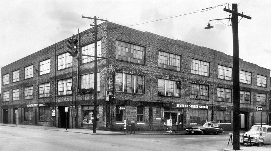 #180 The Seventh Street parking garage in downtown Richmond was the largest of 54 properties, valued collectively at about $1.2 million, that were slated for condemnation by the city as part of plans to build a civic center, 1959.