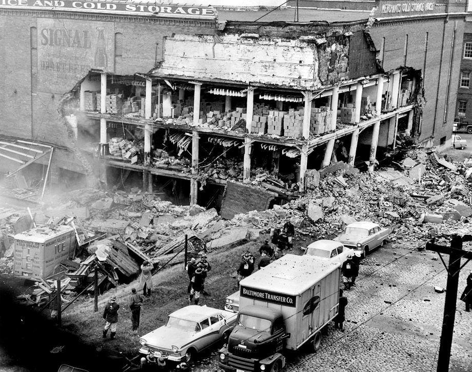 #187 An explosion at Merchants Ice & Cold Storage Co. at Sixth and Byrd streets in downtown Richmond killed seven people and shattered windows up to seven blocks away, 1956.