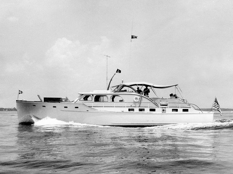 #203 George Richardson of Richmond glided along the Rappahannock River in his yacht, Hummingbird, 1958.