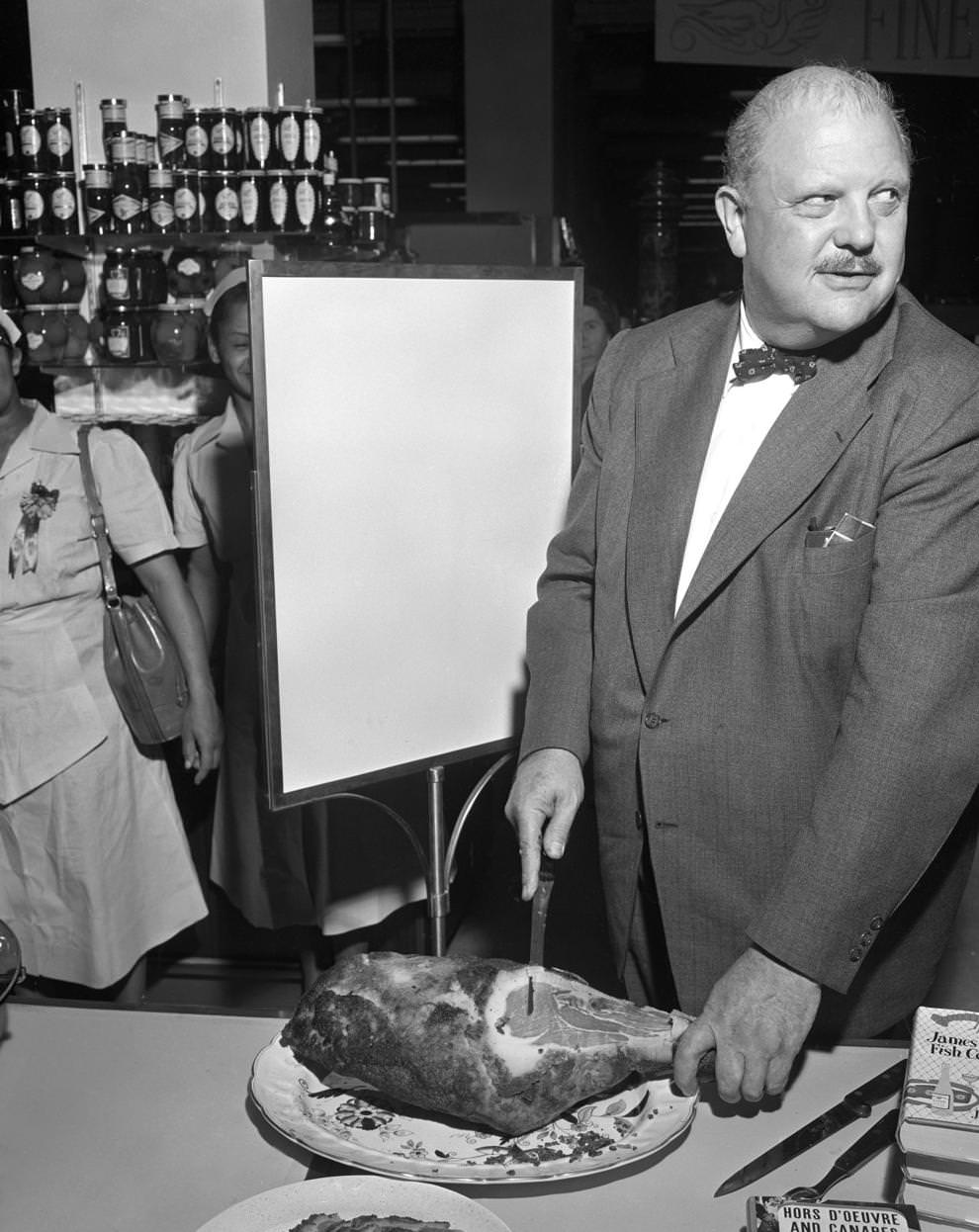 #212 Famed chef James Beard visited Thalhimer’s new fine foods shop and conducted cooking demonstrations, 1955.
