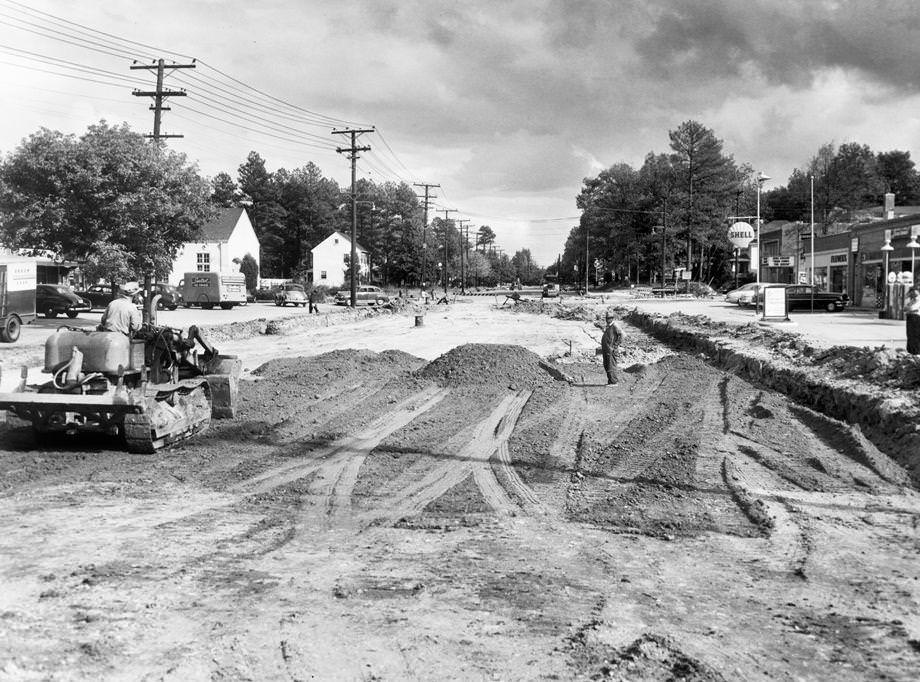 #66 Workers constructed a section of Forest Hill Avenue in South Richmond, 1951. The segment sits between Westover Hills Boulevard and Prince Arthur Road.