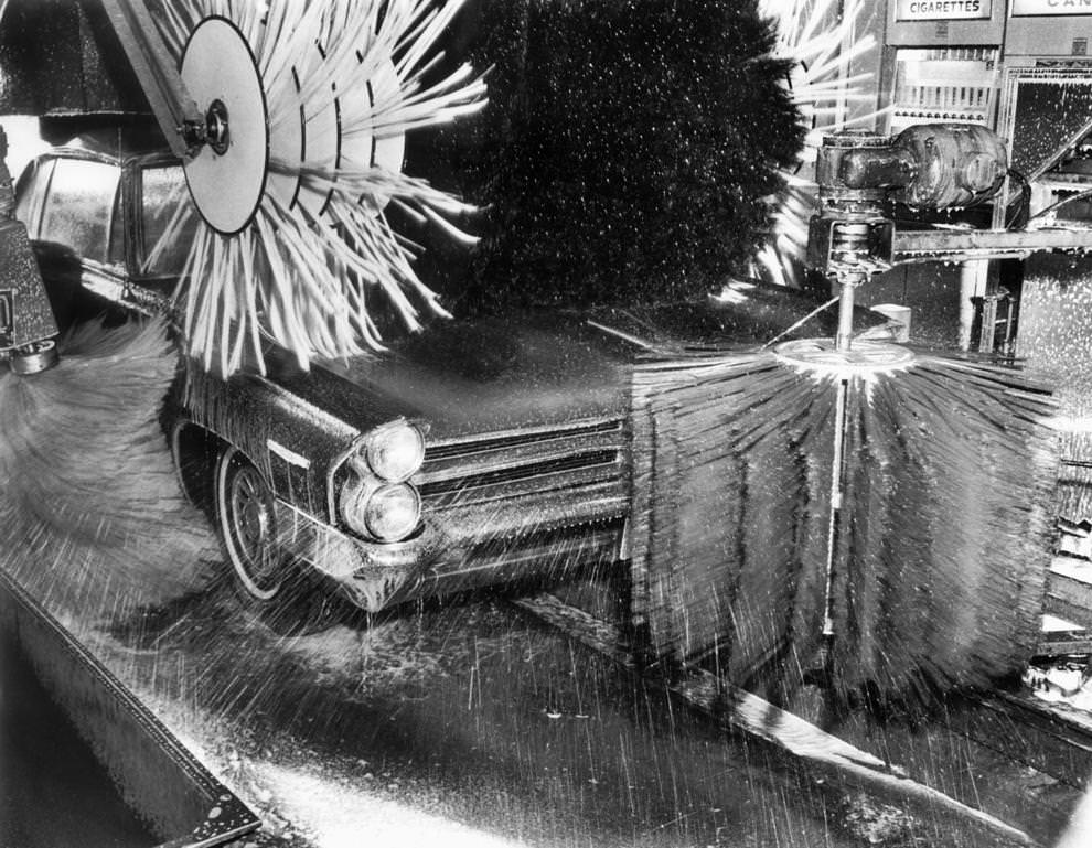 #104 A vehicle got a thorough cleaning at 2900 Car Wash on Chamberlayne Avenue in Richmond, 1968.