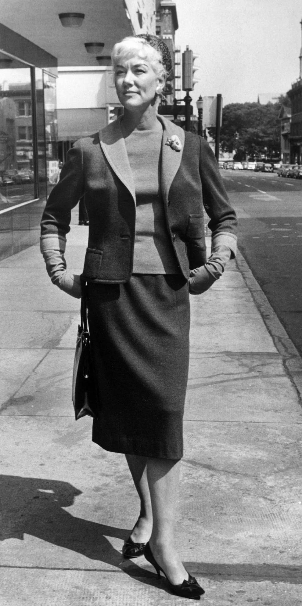 #106 A model showed off a fall fashion in Richmond, 1960.