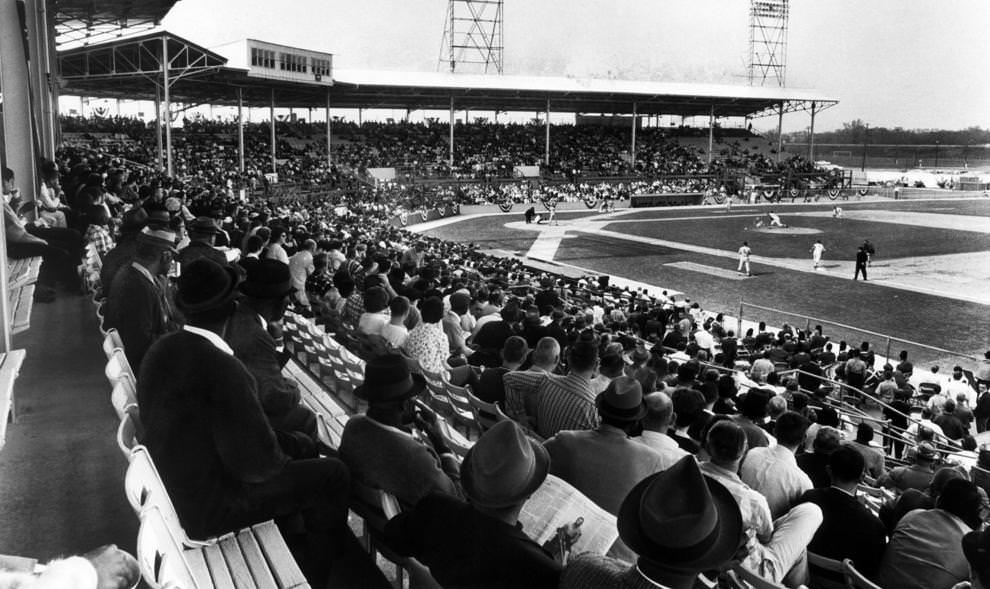 #111 An announced crowd of 7,400 watched the Richmond Braves’ International League season opener at Parker Field, 1966.