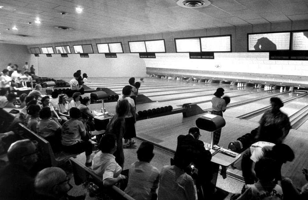 #127 The third annual City Women’s Bowling Tournament was under way at Sunset Bowl in Richmond, 1962.