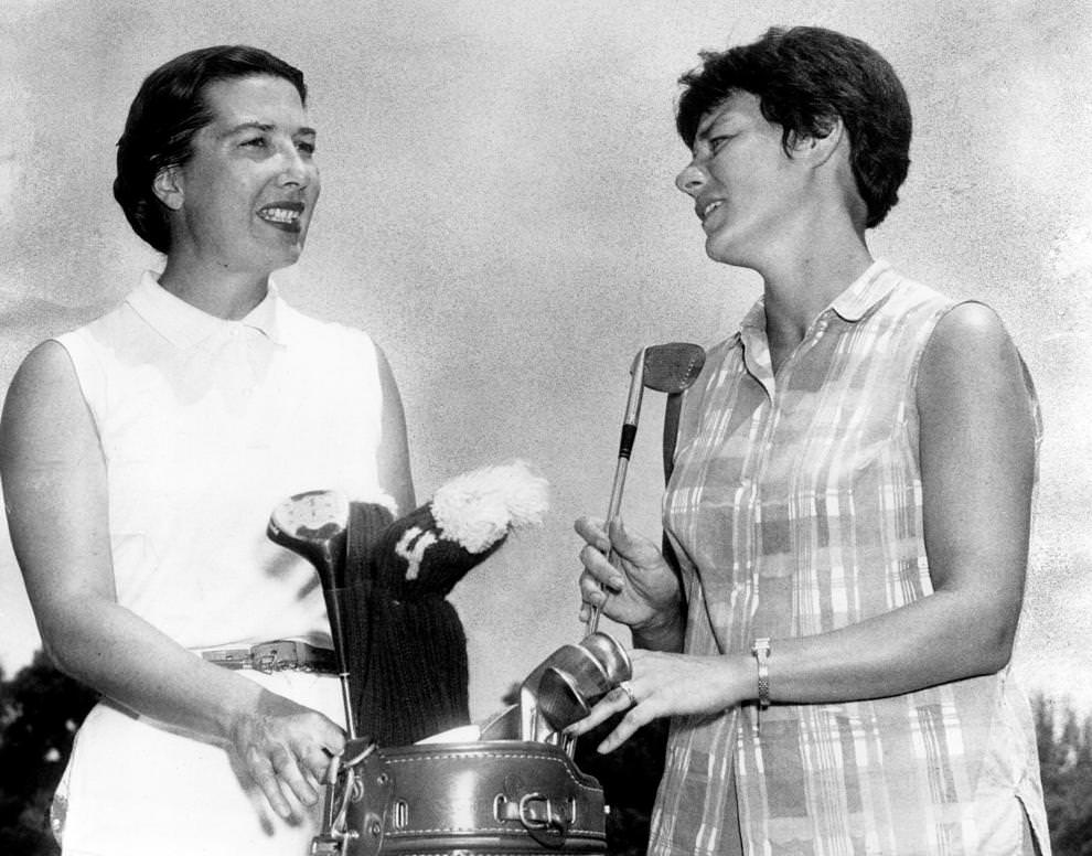 #133 Mrs. Wesley Caire (left) and Mrs. Armistead Williams reached the later stages of the City Women’s Golf Tournament, held at Lakeside Country Club, 1964.