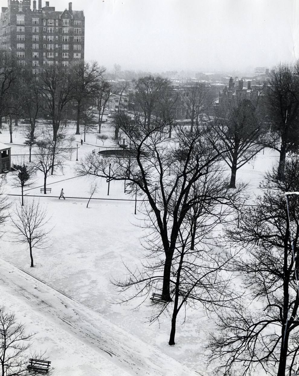 #17 Snow covered Monroe Park. While the Richmond area received just shy of 2 inches in that snowfall, other parts of Virginia got nearly 2 feet – with drifts in some areas reaching 5 feet, 1961.