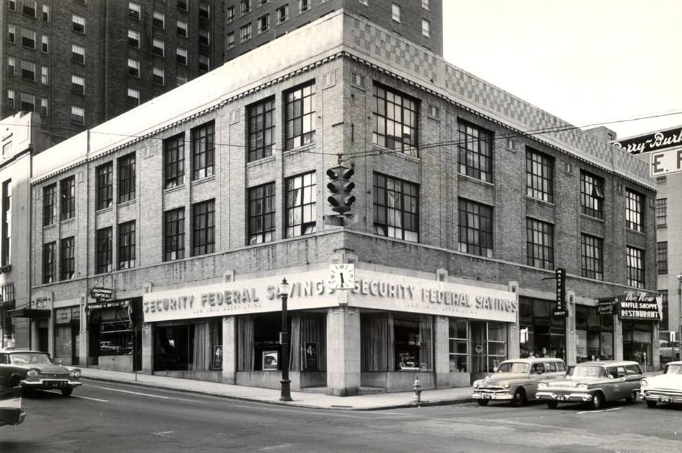 #20 The Security Federal Savings and Loan Association building at Sixth and Franklin streets downtown was acquired by the owners of the adjoining Hotel John Marshall, 1960.