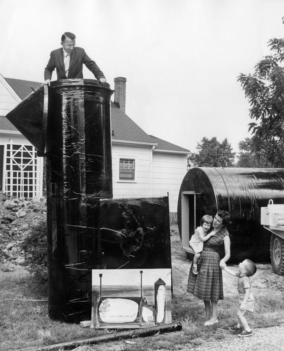#60 The Schellenberg family of Highland Springs prepared to have a bomb shelter installed in their yard, one of Virginia’s first privately owned radiation fallout shelters, 1960.