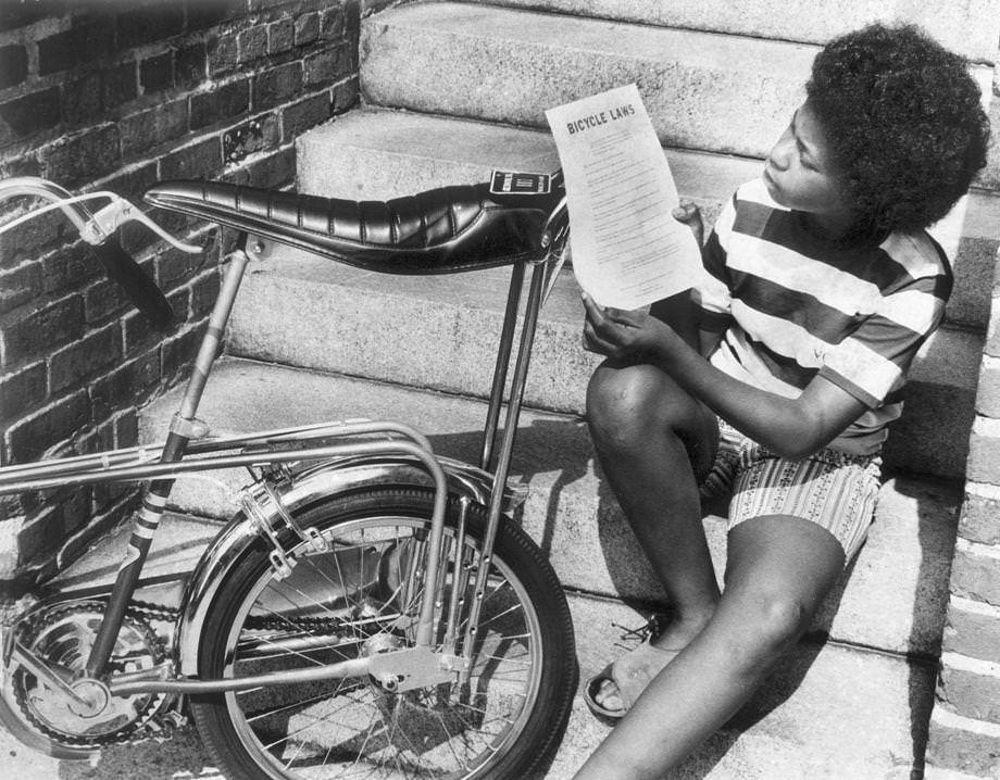 #129 A young Richmonder looked over the city’s bicycle laws, 1971.