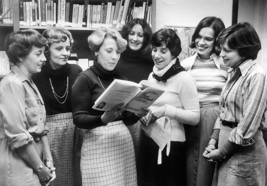 #15 Staff of the Women’s Resource Center conferred in their office at the University of Richmond. The center, which opened in 1976, assisted women with career preparation, education opportunities and life planning.
