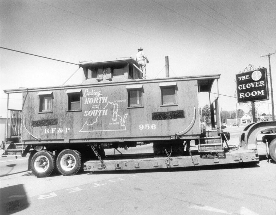 #17 Where’s the engine? The caboose traveling on the bed of a truck along West Broad Street yesterday wasn’t part of a new rail line in Richmond, but part of a remodeling project at the old Clover Room restaurant.