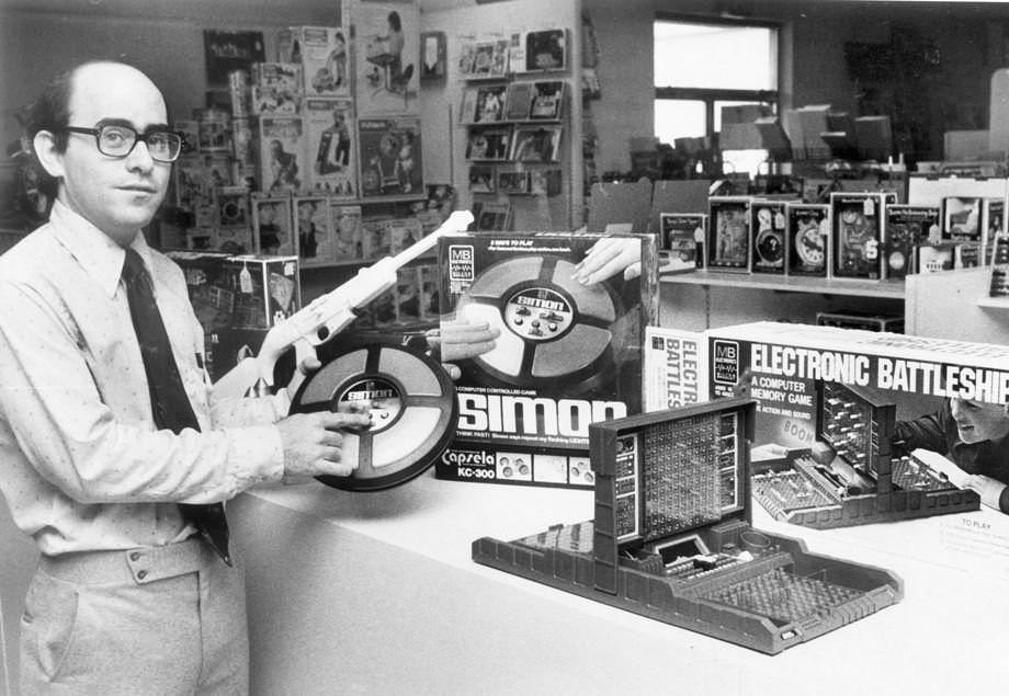 #31 Danny Shapiro of wholesaler Stanley Toys exhibited new electronic games in Richmond, 1978.
