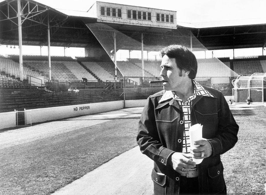#62 The new manager of the Richmond Braves, surveyed the baseball team’s home at Parker Field on the eve of the International League opener, 1976.