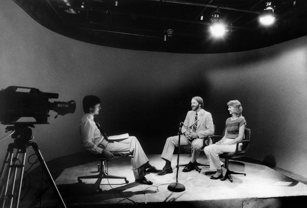 #79 WTVR-TV’s Gary Gilliam interviewed Ed and Debbie Bishop, applicants who wanted to be on a live traveling version of “The New Newlywed Game” that was slated for Regency Square mall in Henrico County, 1985.