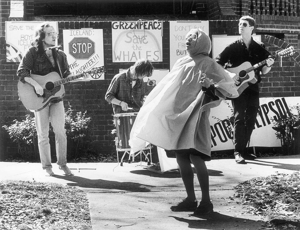 #116 Dika Newlin and her band, Apocowlypso, performed during a save-the-whales protest in Monroe Park yesterday, 1988