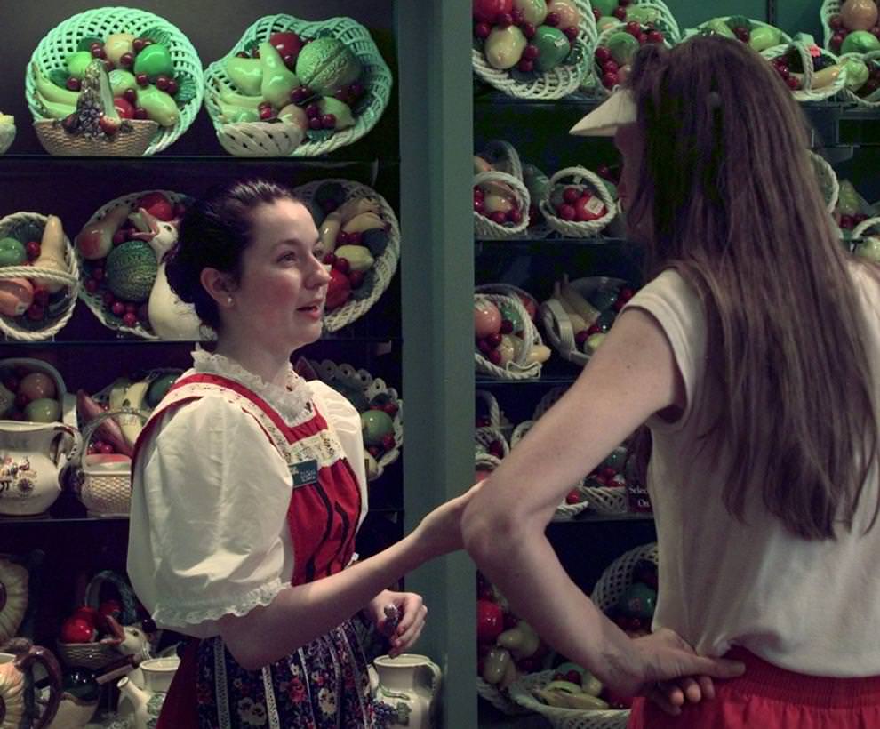 #38 Zuzana Jalcova, of Slovakia, talks to a customer at Busch Garden’s Bella Casa Gift Shop Thursday, June 18, 1998.