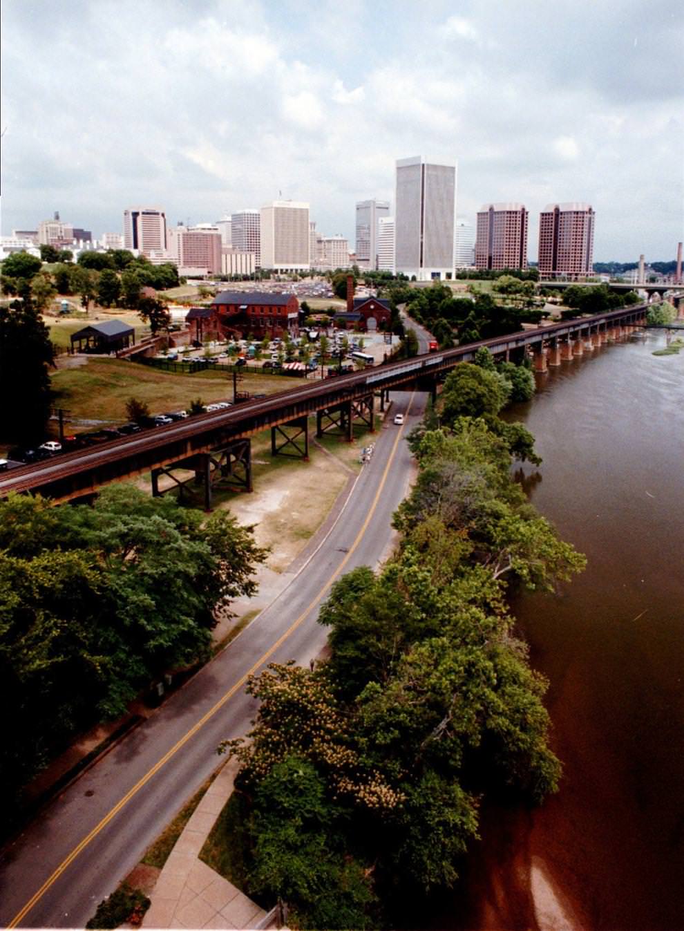 #6 Richmond city skyline shot from the ramp on the Lee Bridge, 1995.