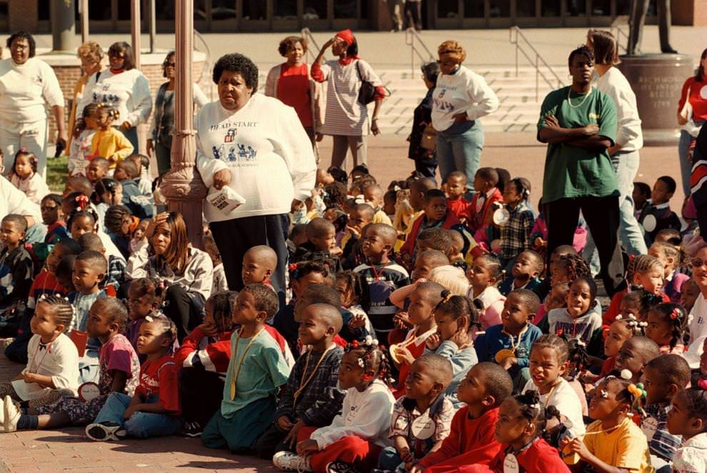 #66 Groups of children from Head Start were treated to a clown show at Festival Park as part of an anniversary celebration of Head Start, 1996