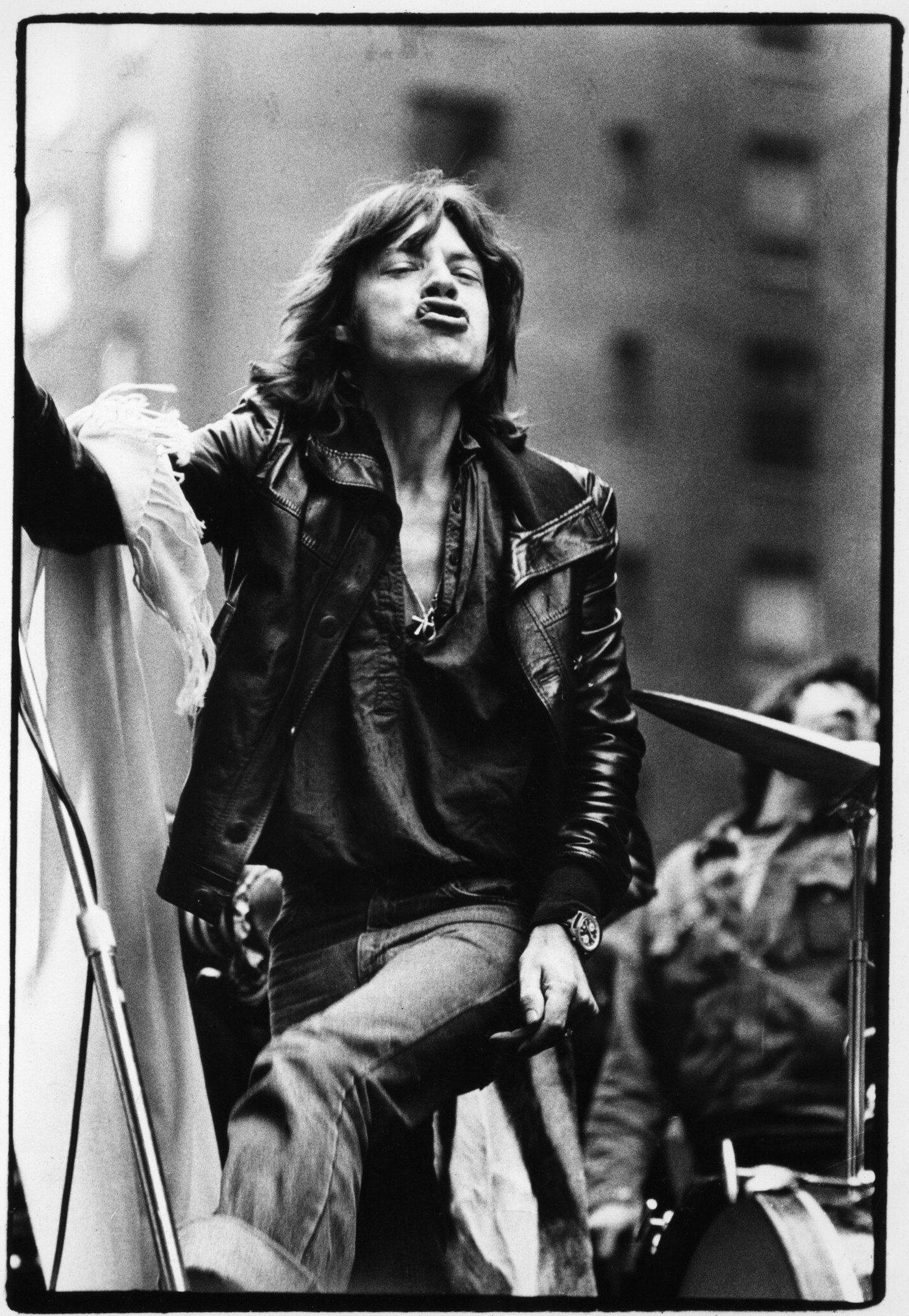 Mick Jagger performs on a flatbed truck to announce the ‘Tour of the Americas ’75,’ New York, May 1975.