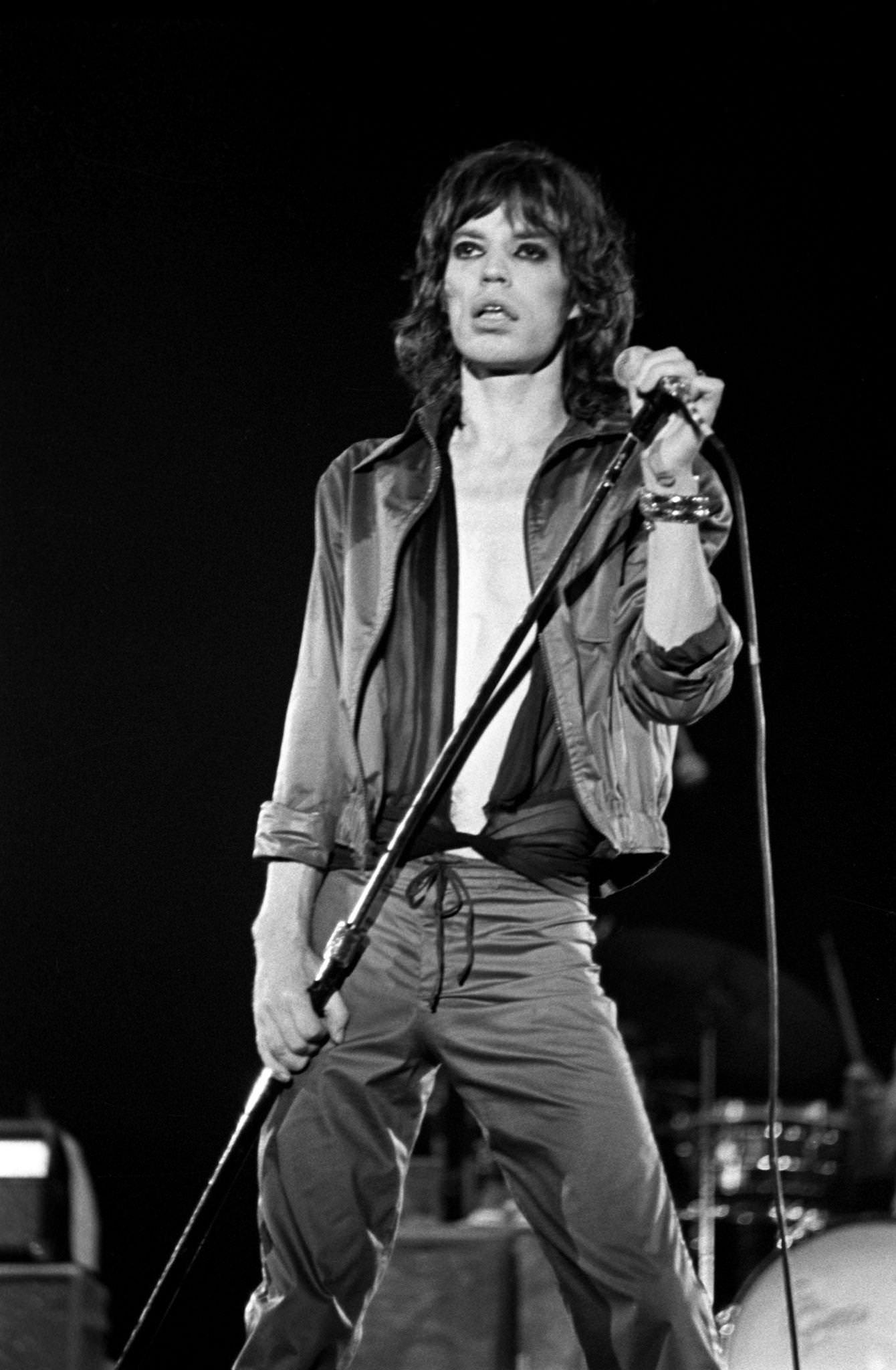 Mick Jagger performs on stage at Madison Square Garden during the band’s “Tour of America ’75” on July 23, 1975, in New York, New York.
