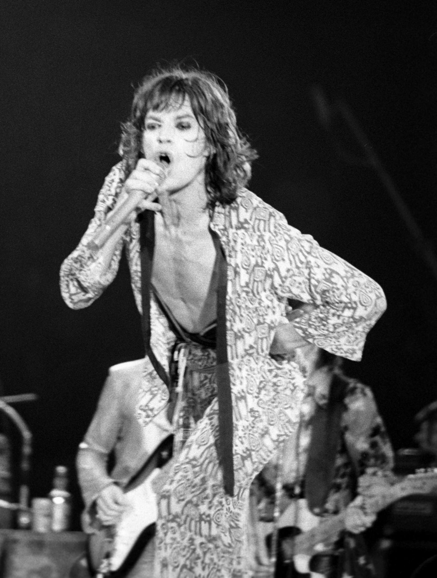 Mick Jagger performs at Madison Square Garden during the band’s “Tour of America ’75” on June 25, 1975, in New York, New York.