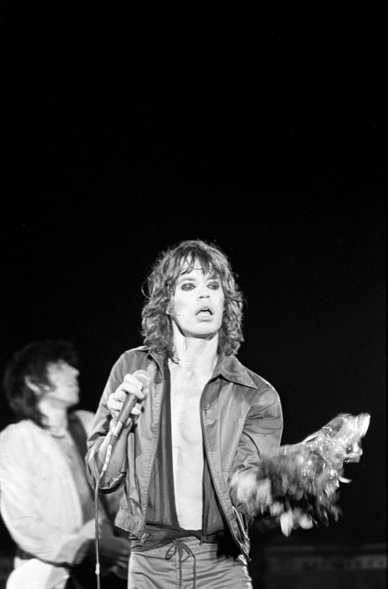 Mick Jagger performs with Keith Richards at Madison Square Garden during the band’s ‘Tour of America ‘ 75″ on June 25, 1975, in New York, New York.