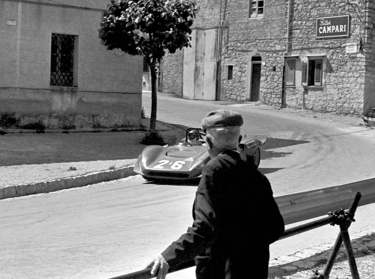 #83 Ferrari Dino 206S driven by Lo Piccolo in the Targa Florio race, 1971 (did not finish).