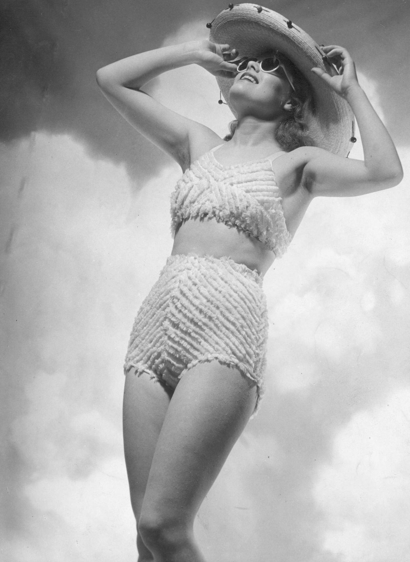#14 The new swimsuit, a two-piece toweling swimming costume