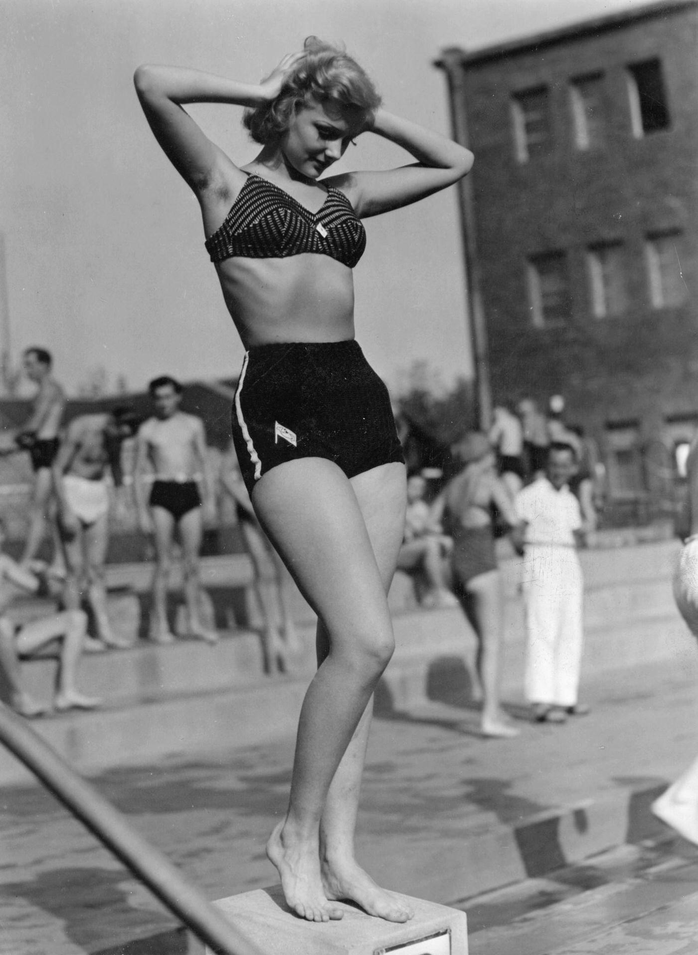 #2 Bathing beauty in bikini fashion, Berlin, Germany, 1940.