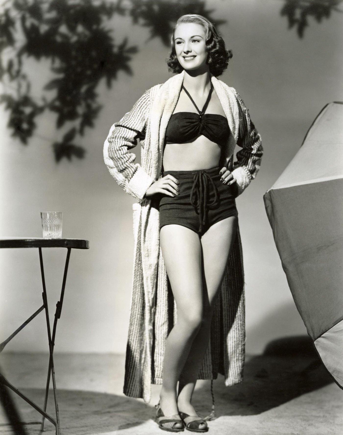 #49 Susan Shaw, English film actress, in a studio portrait, 1947.