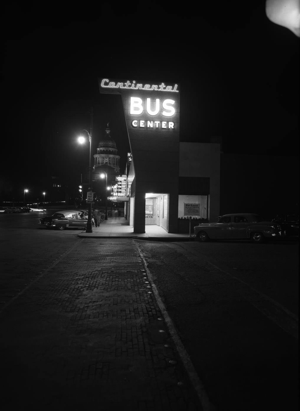 #24 Night View of Continental Bus Center, 1001 Congress Avenue, 1952