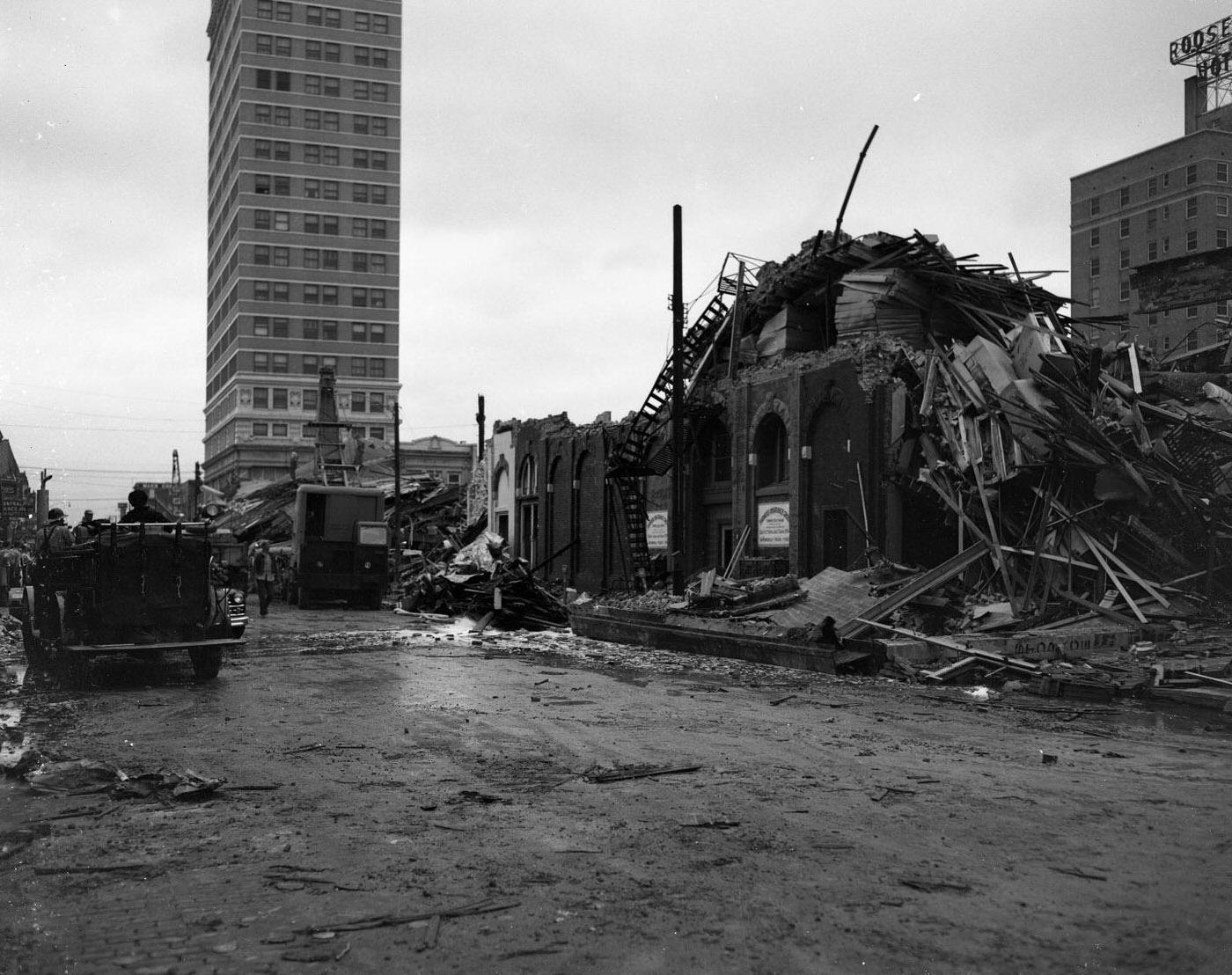 #35 Partially-Demolished Buildings After Waco Tornado, 1953