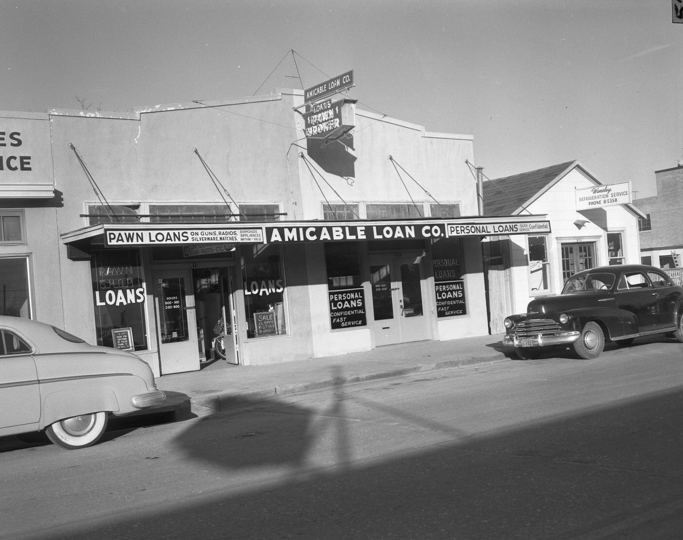 #45 Street View of Building with Cars, 1954
