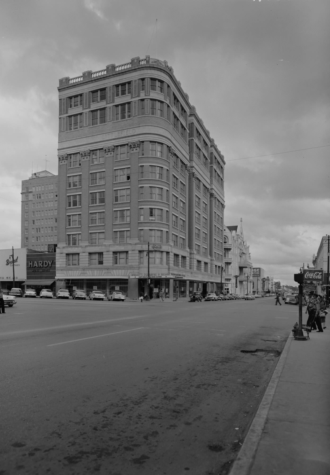 #57 Littlefield Building with Street Activity, 1958