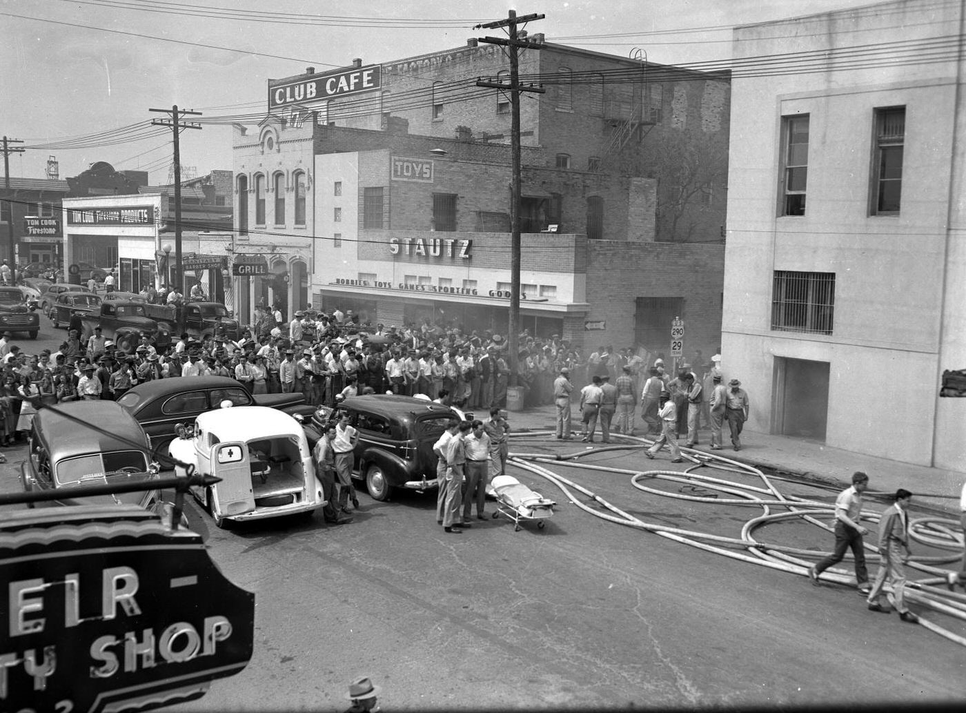 #31 Crowd Near Burning T.H. Williams & Co. Building, 1950.