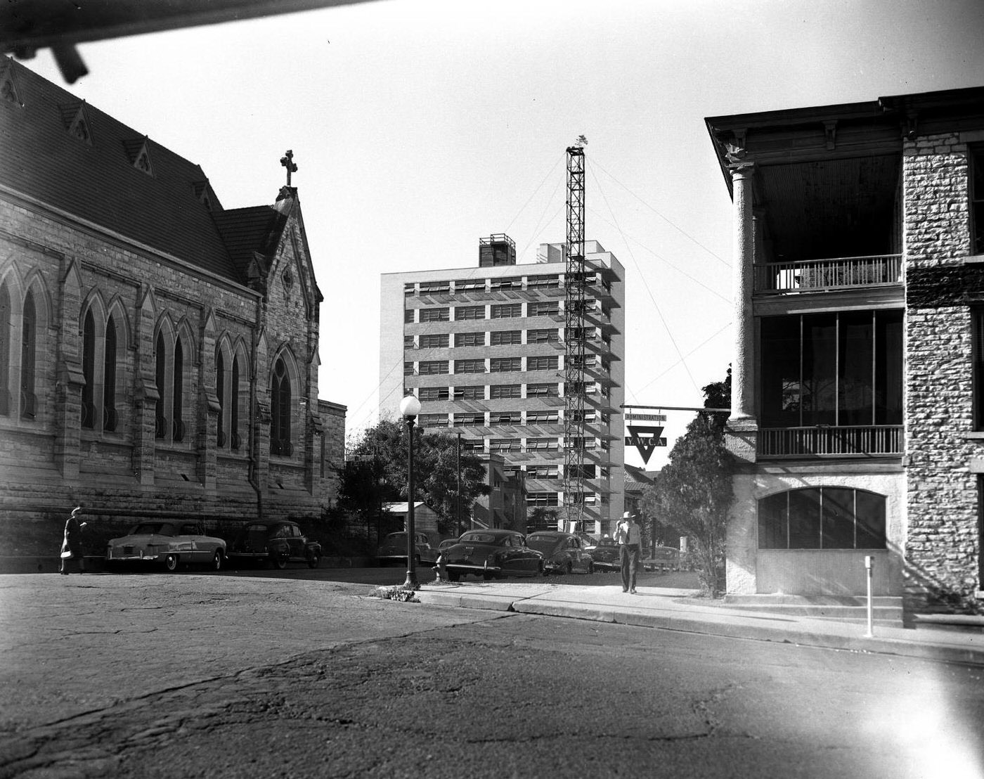 #108 Construction Site View from E. 10th and Brazos, 1951.