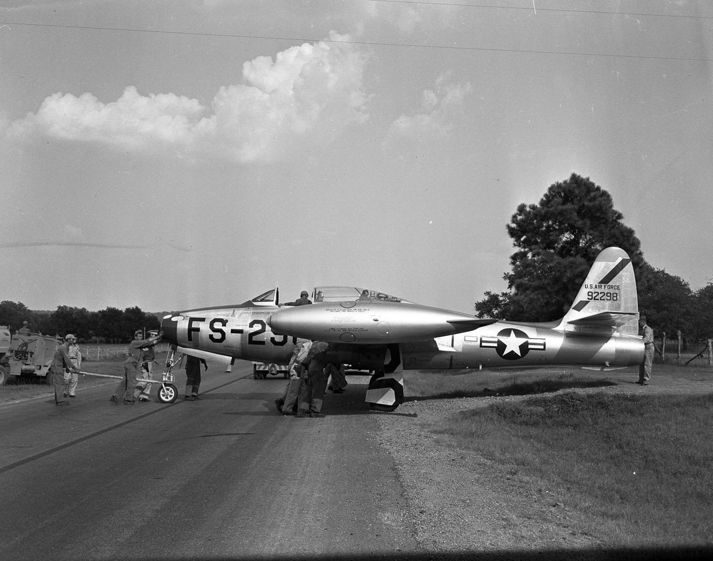 #43 Jet Preparing for Takeoff on Highway, 1950.