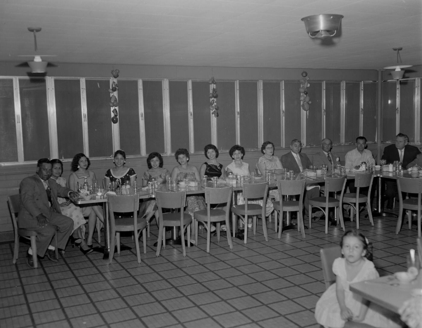 #63 Group Dining at El Mats Mexican Restaurant, 1956.