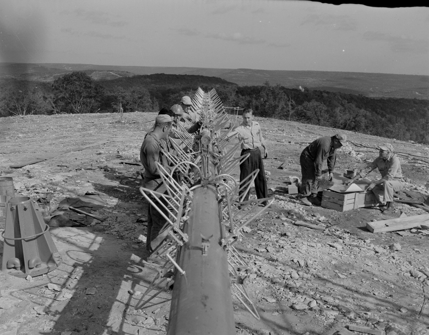 #70 Construction Workers on TV Tower in Austin, 1952.