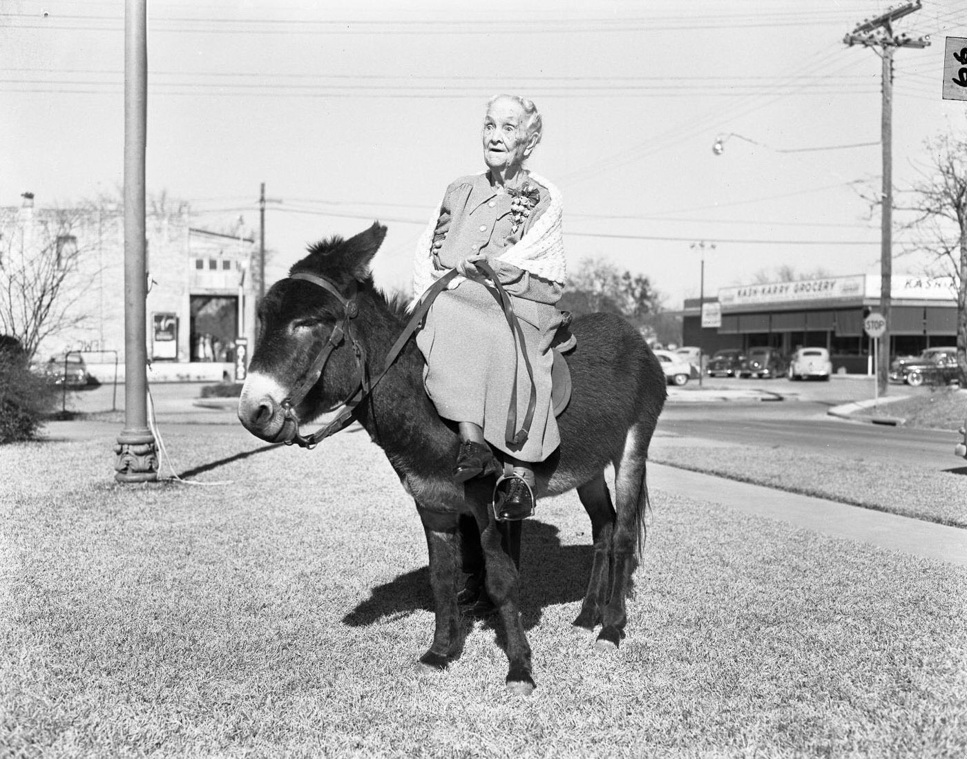 #14 Molly Wynn Celebrating 100th Birthday on Donkey, 1952.