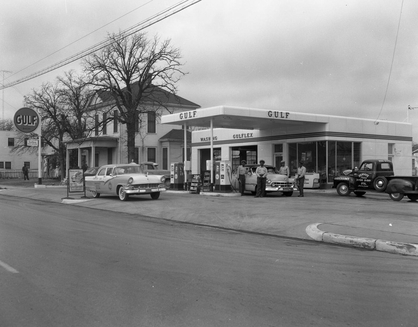 #148 Wide Shot of Gulf Gas Station at Remington Rand Shaver Division, 1956.