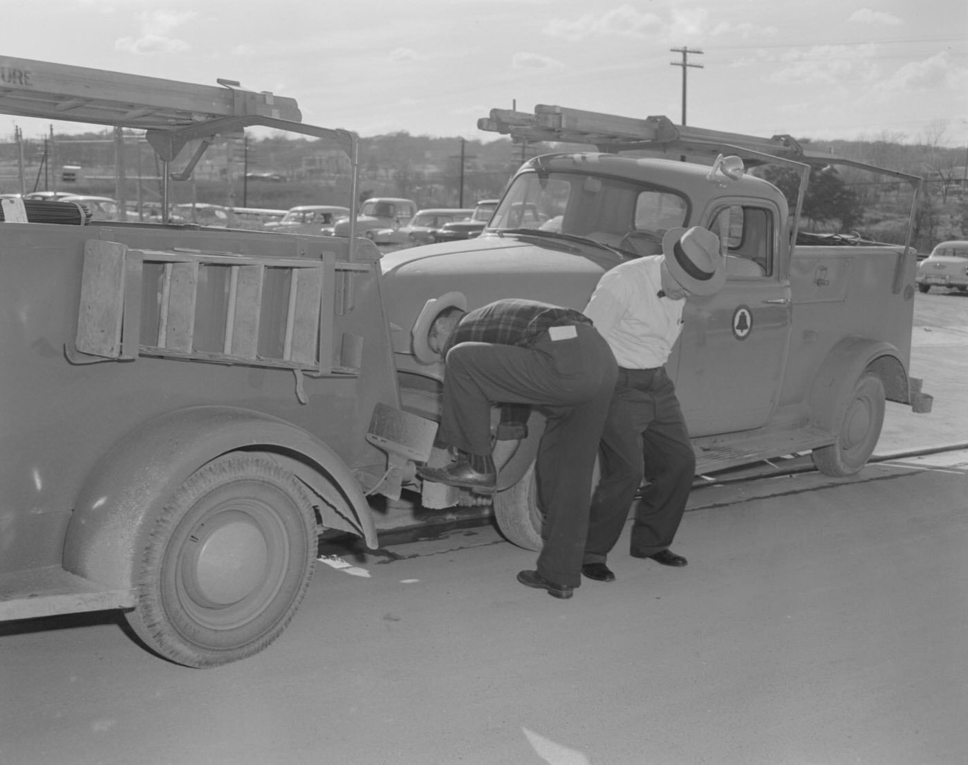 #102 Men Demonstrating Vehicle Accidents, 1958.